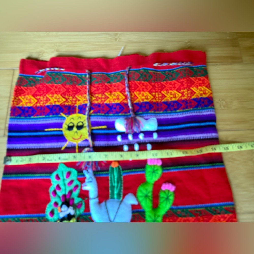 Peruvian Handwoven Wool Drawstring Backpack - Picture 5 of 6